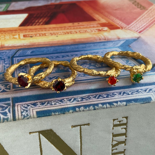 PLETHORA SEAWEED GOLD/SILVER GEMSTONES RINGS