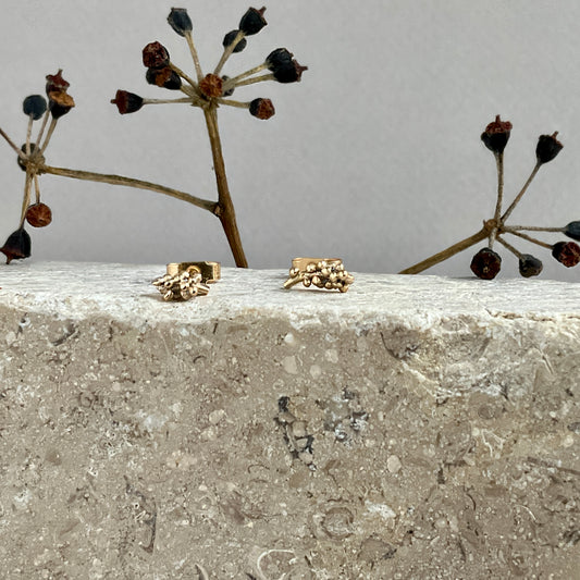 PLETHORA ASYMMETRICAL 9KT GOLD STUD EARRINGS