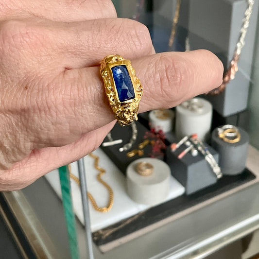 PLETHORA BLUE KYANITE GOLD SEASCAPE RING #5