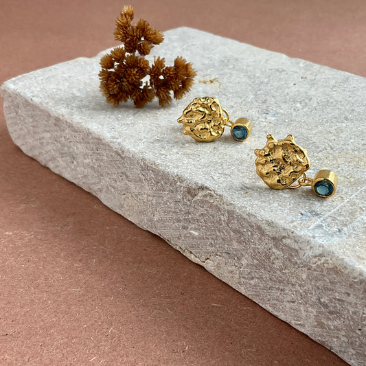 PLETHORA LONDON BLUE TOPAZ STUD EARRINGS