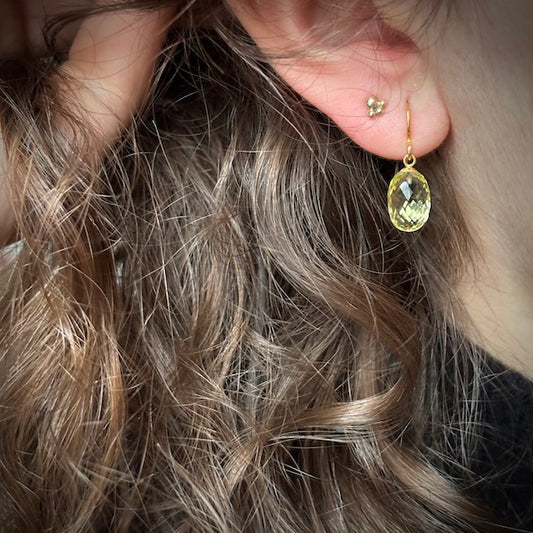 INDIAN SUMMER SMALL GOLD OVAL DROP EARRINGS