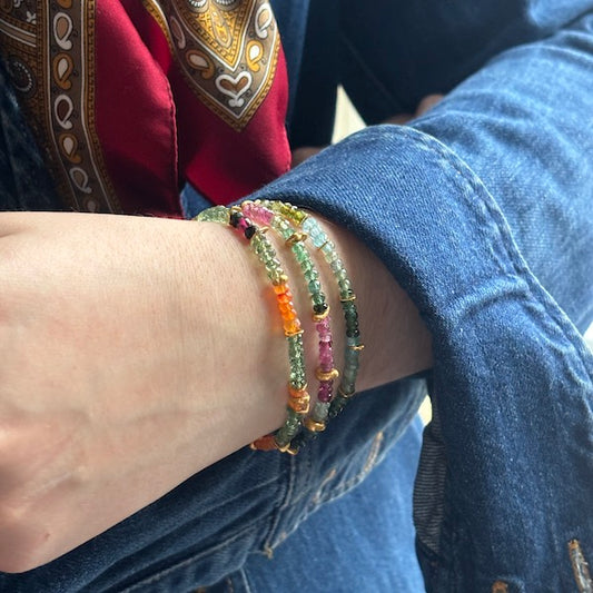 beaded bracelet worn in a wrist