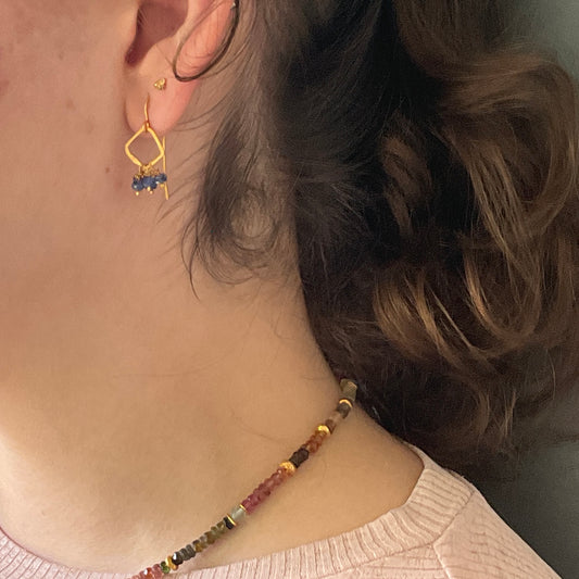 INDIAN SUMMER BEADED GOLD/SILVER DROP HOOK EARRINGS