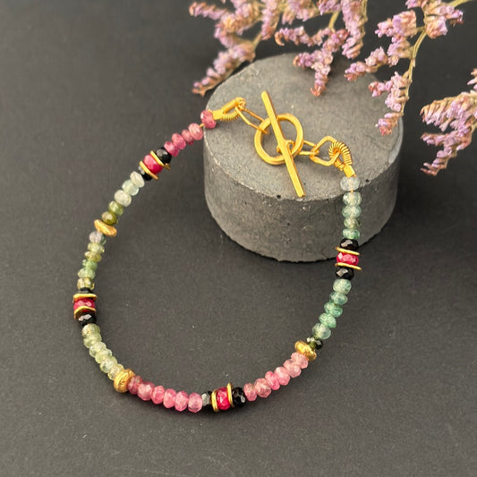 INDIAN SUMMER BEADED BRACELET - TOURMALINE