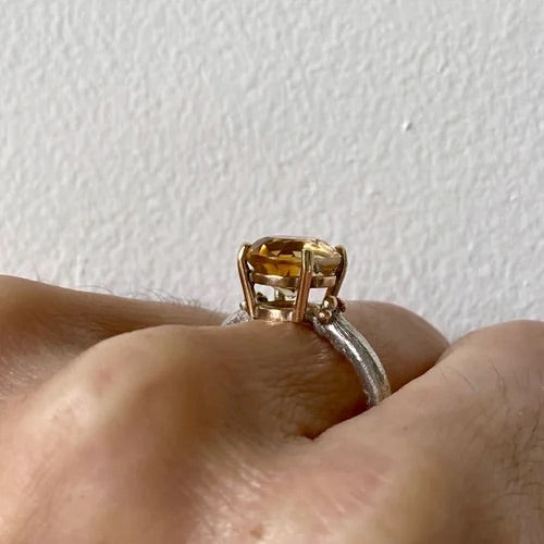 TIERRA GOLD CITRINE STERLING SILVER/9KT GOLD STATEMENT RING