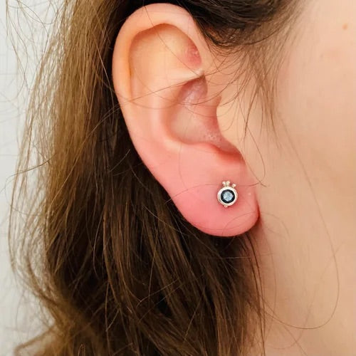 PLETHORA LONDON BLUE TOPAZ STUD EARRINGS