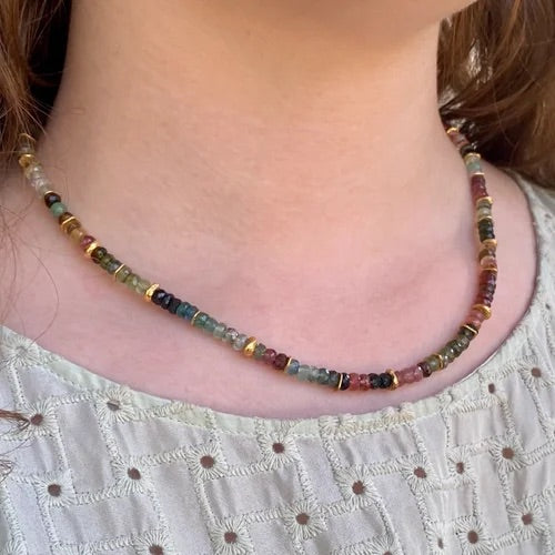 INDIAN SUMMER BEADED NECKLACE -TOURMALINE