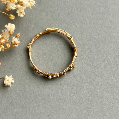 TIERRA 9KT YELLOW & ROSE GOLD TEXTURED RING