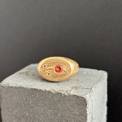 PLETHORA WIDE GOLD SIGNET RING