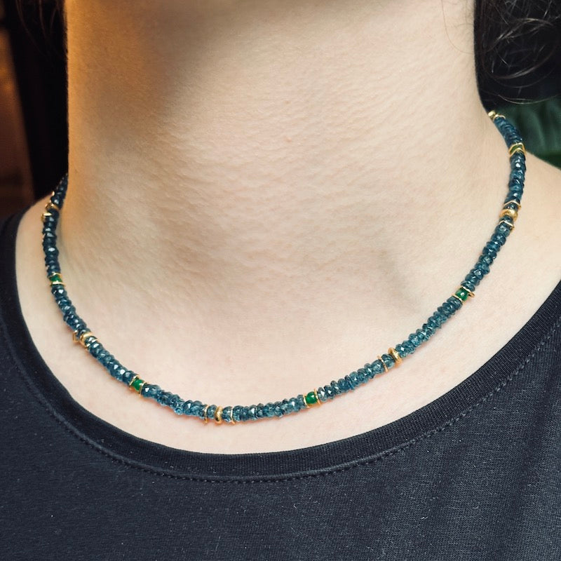 INDIAN SUMMER BEADED GOLD VERMEIL NECKLACE - LONDON BLUE TOPAZ