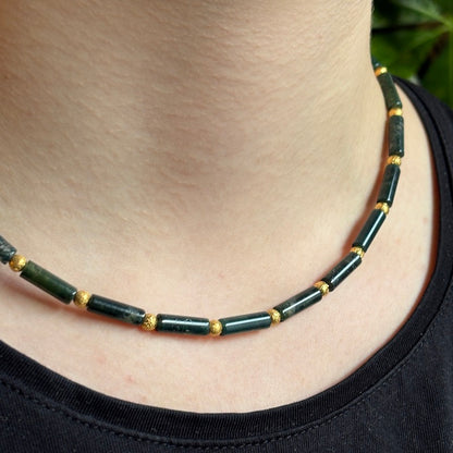 PLETHORA TIRONA NECKLACE - GREEN MOSS AGATE