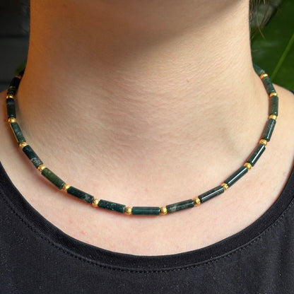 PLETHORA TIRONA NECKLACE - GREEN MOSS AGATE