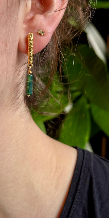 PLETHORA TIRONA DROP EARRINGS - GREEN MOSS AGATE