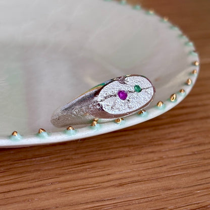 PLETHORA GEMSTONES SILVER SIGNET RING