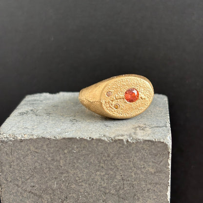 PLETHORA WIDE GOLD SIGNET RING