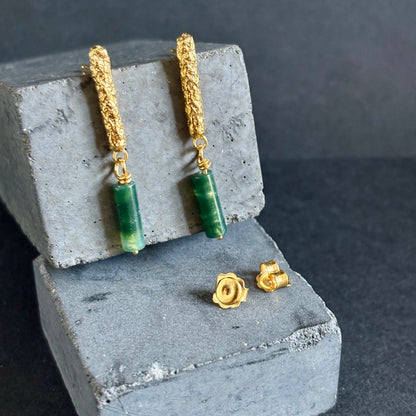 PLETHORA TIRONA DROP EARRINGS - GREEN MOSS AGATE