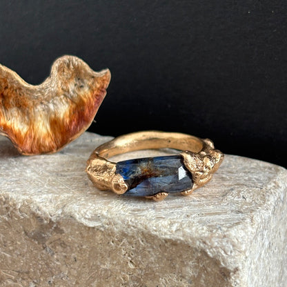PLETHORA SEA ENCRUSTATIONS GOLD RING- KYANITE