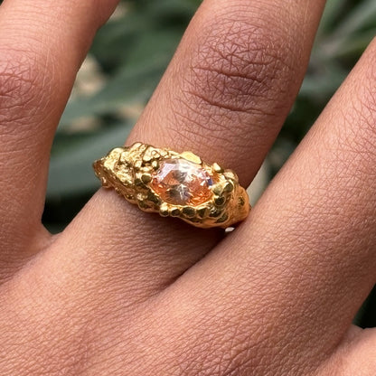 PLETHORA GOLD RING - CHAMPAGNE CZ