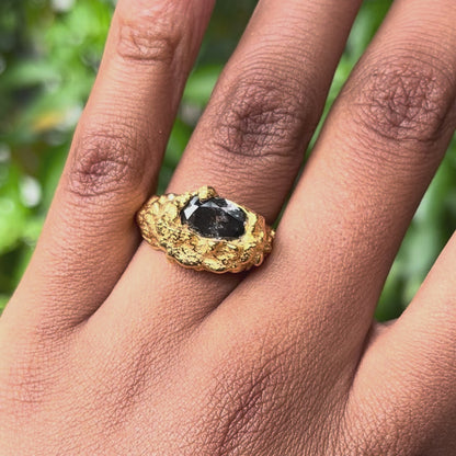 PLETHORA GOLD RING - BLACK CZ