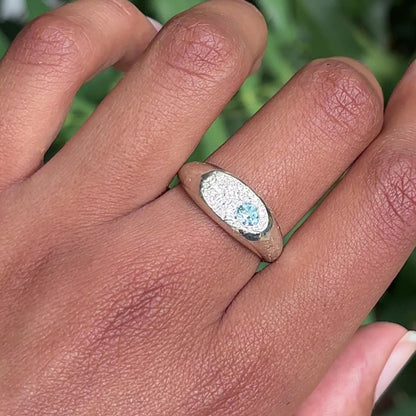 PLETHORA SILVER SIGNET GEMSTONE RING - AQUA