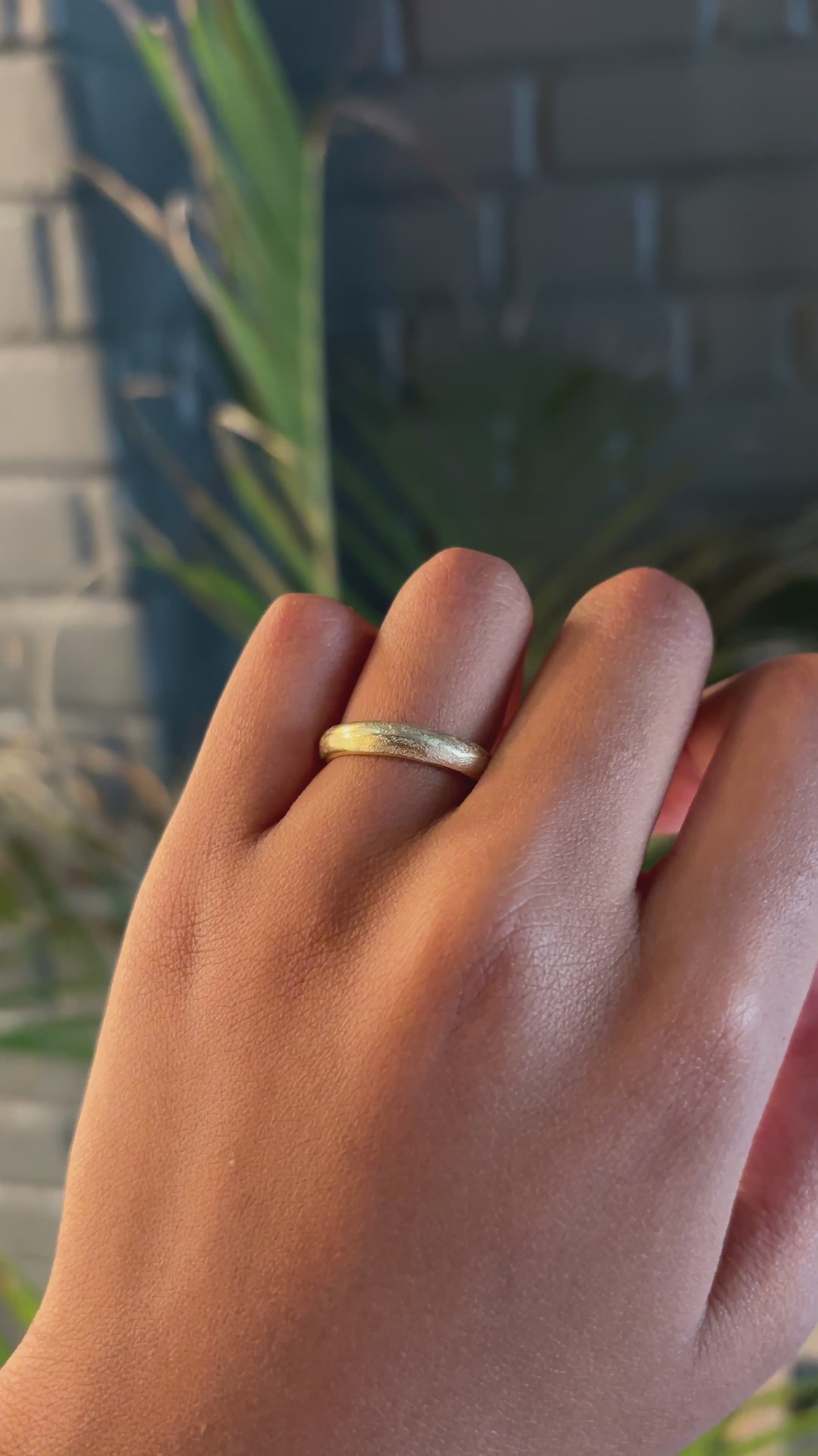 Video wedding band 4mm 9ct yellow gold sand casted
