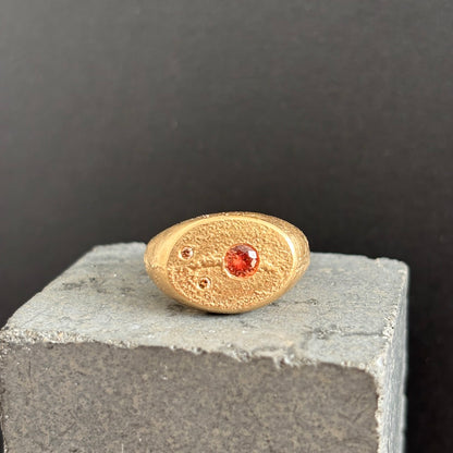 PLETHORA WIDE GOLD SIGNET RING