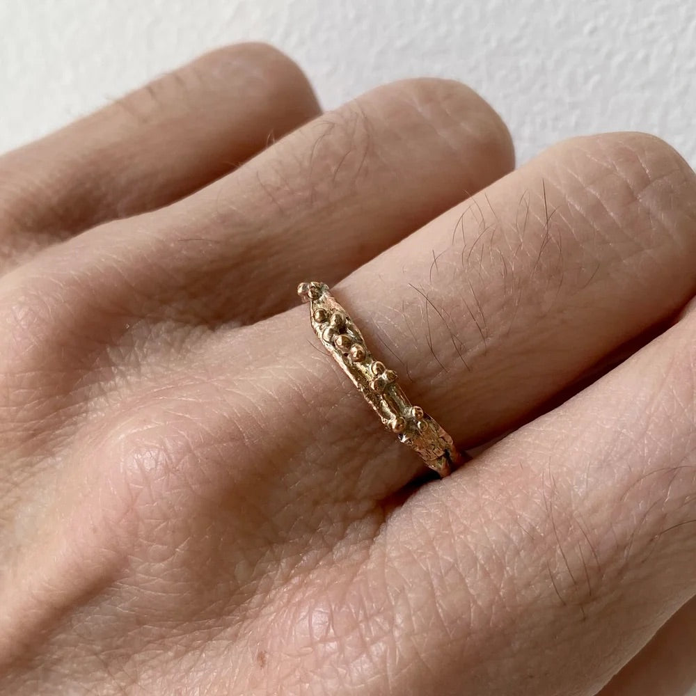 TIERRA 9KT YELLOW & ROSE GOLD TEXTURED RING
